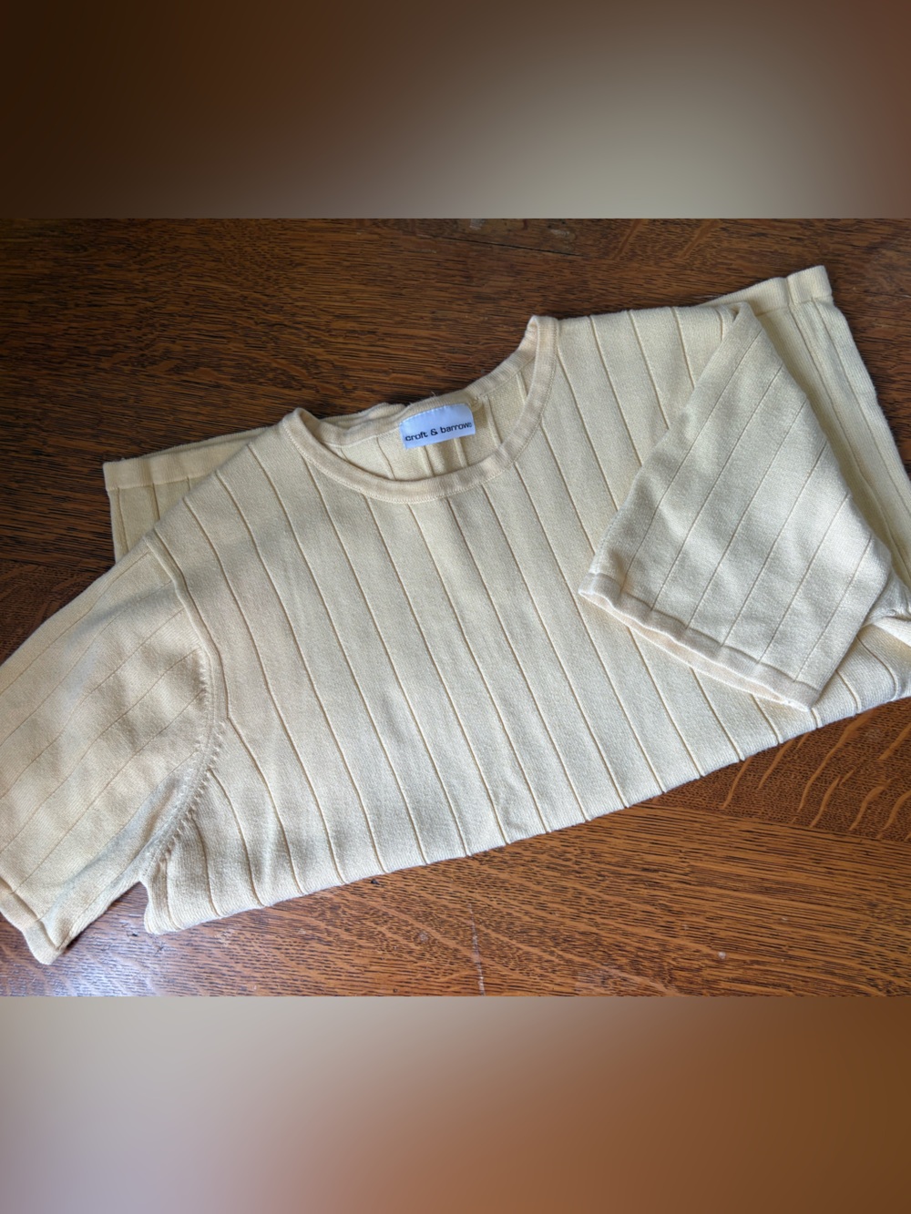 croft & barrow Butter Yellow Short-Sleeve Wide Ribbed Crew Sweater Large Women’s